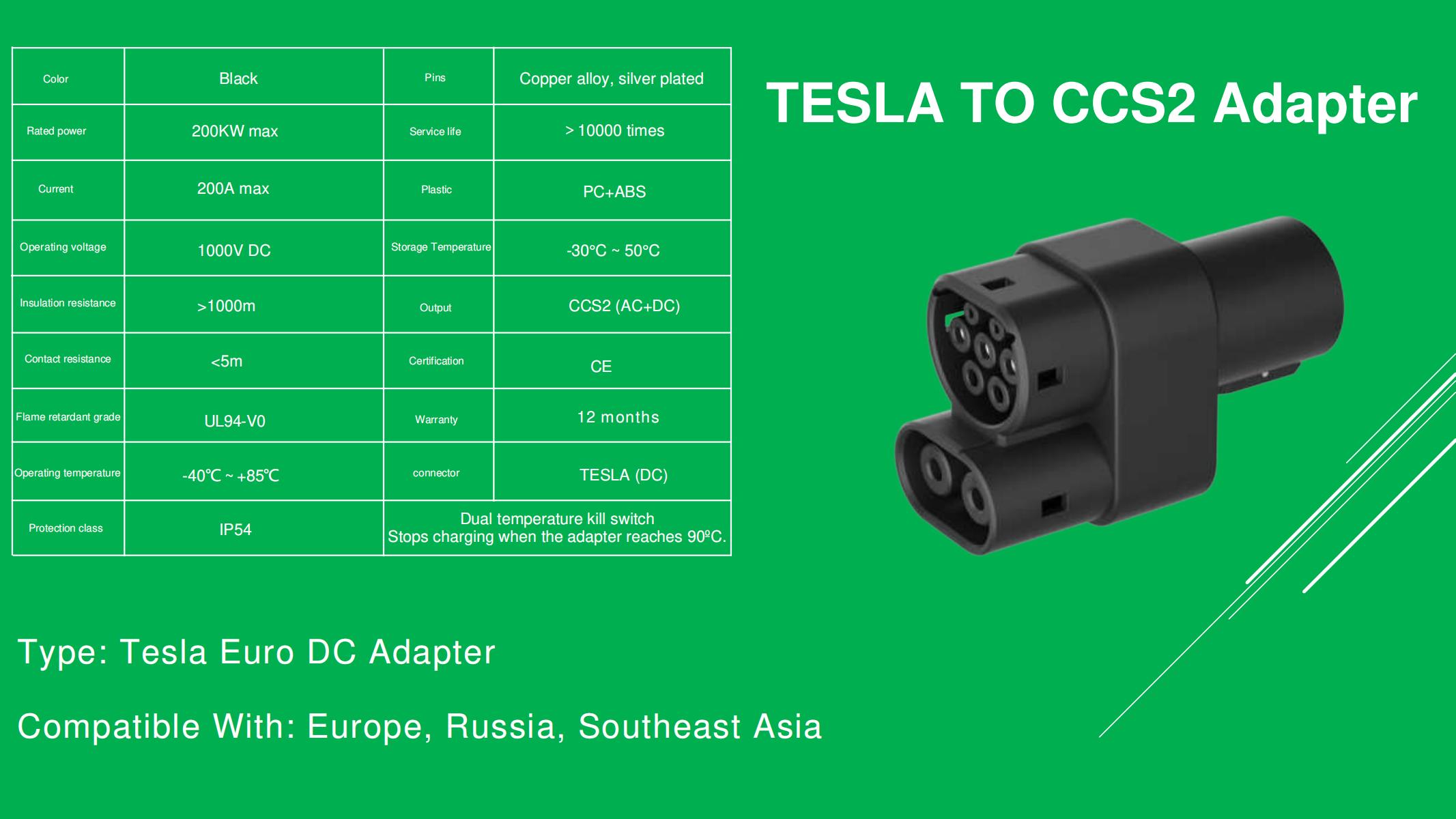 ev charger adapter tesla to type2